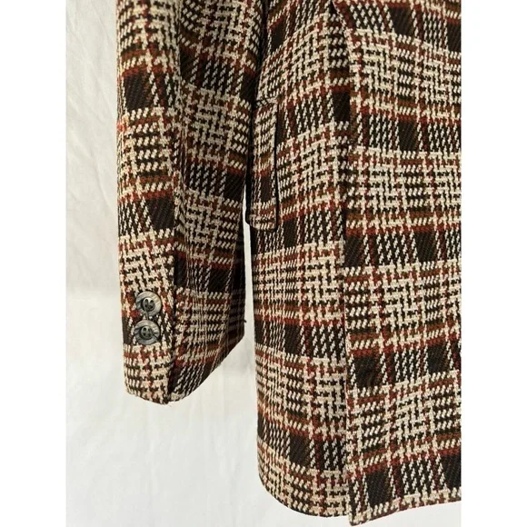 60’s Vintage ‘Continental Club’ Brown Plaid Two Button Blazer - Picture 11 of 11